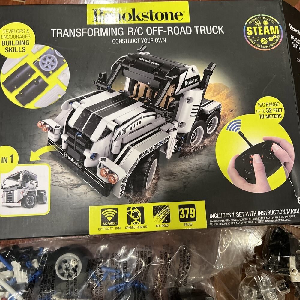 RC Car Kids 2-in-1 Remote Control Car Kit and Building Set Brookstone DIY Open